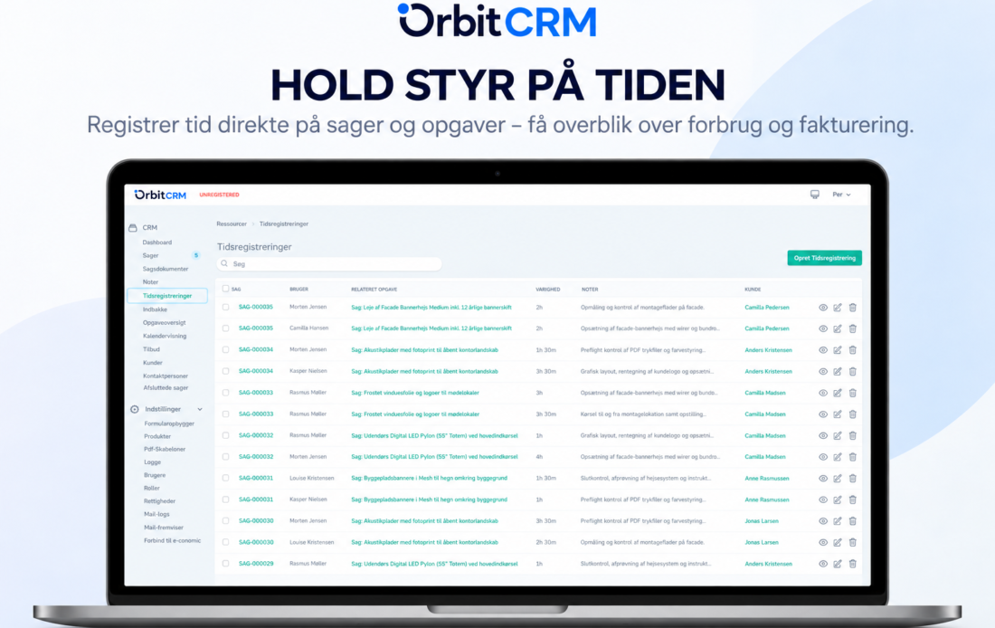OrbitCRM_tidsregistrering